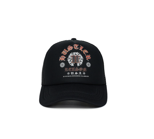 RTH-F-02 HUSTLER TRUCKER HAT BLACK