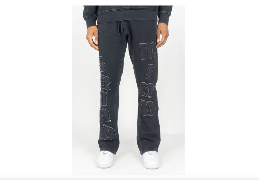 Mind Grind Washed Fleece Stacked Pants - Black