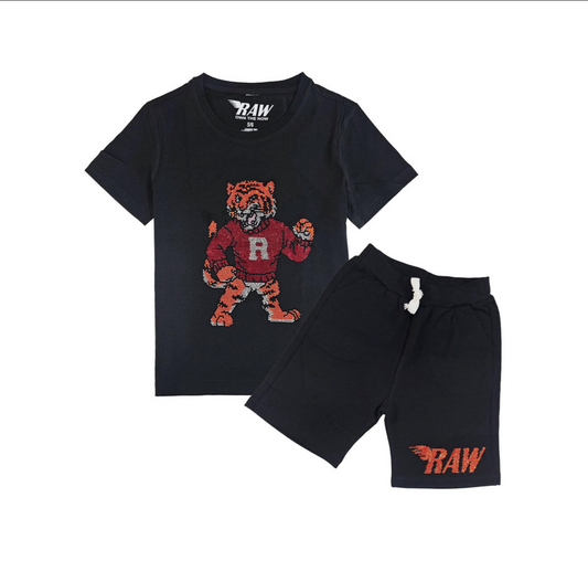 Rawyalty Tiger Bling Shorts - Black