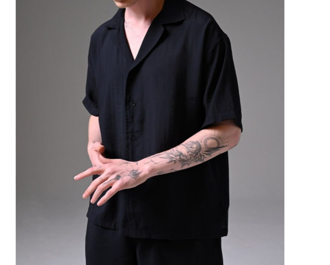 Finch LA Black Linen Shirt