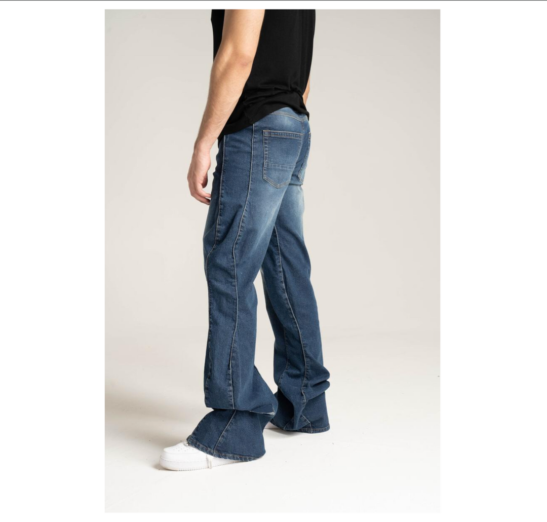 Wavy Baggy Stacks Jeans - Vintage Blue
