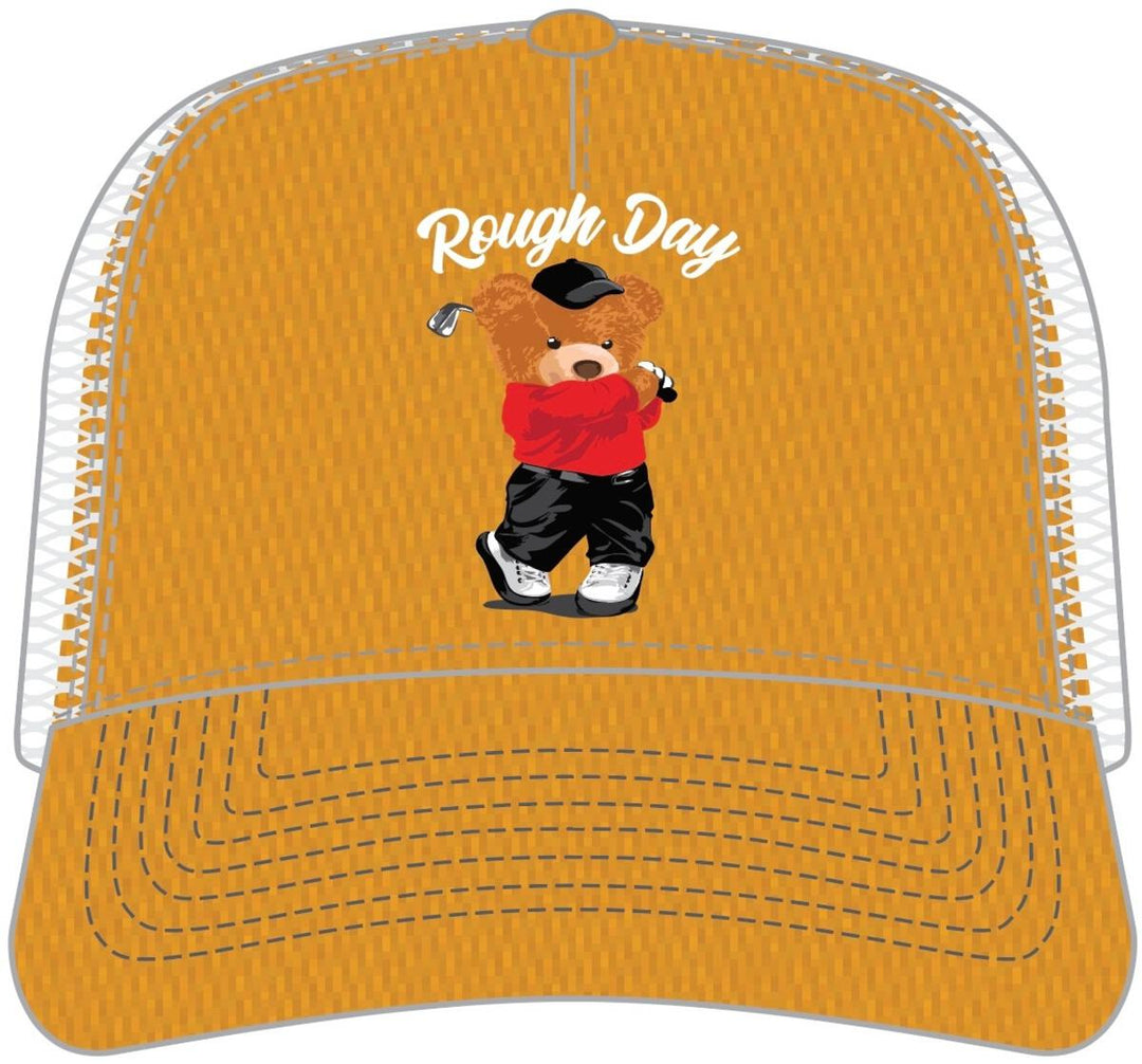 Golfer Bear Mustard Trucker Hat