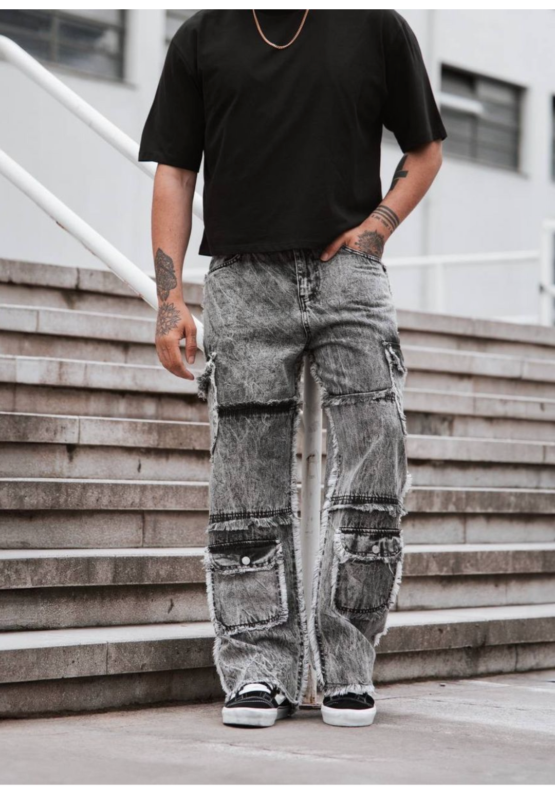 Baggy Fit Wide Jeans - Grey