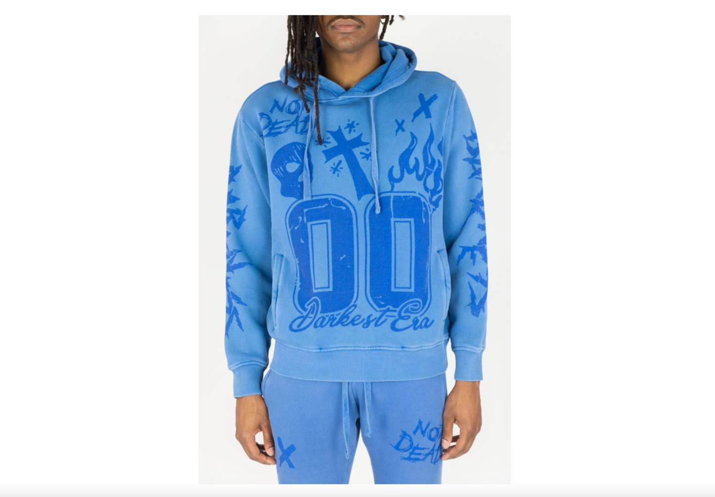 Darkest Era Washed Flc Hoodie - Blue (142-365)